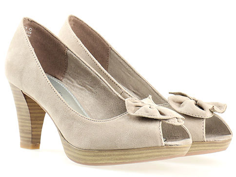 Обувки на висок ток Marco Tozzi, изработени от висококачествен текстил в бежов цвят 229302vbj